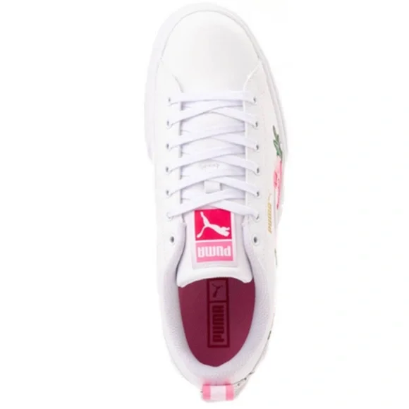 Puma White and Pink Floral Sneakers - Picture 3 of 6